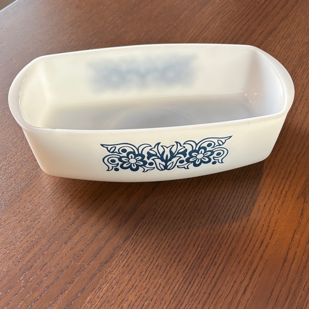 MCM FEDERAL MILK GLASS - Loaf Pan - Cornflower Blue Pattern